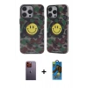MARSİLYAN™- iPhone 12 Pro Max Kılıf Nova Doku Koleksiyonu - Siyah 18D Cam Ekran Koruyucu + Neon Fosforlu Kamera Lens - TU