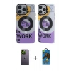 MARSİLYAN™- iPhone 12 Pro Max Kılıf Nova Doku Koleksiyonu - Siyah 18D Cam Ekran Koruyucu + Neon Fosforlu Kamera Lens - YL