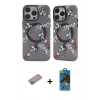 MARSİLYAN™- iPhone 12 Pro Max Kılıf Nova Doku Koleksiyonu - Siyah 18D Cam Ekran Koruyucu + Sierra Blue Shine Kamera Lens Koruma Cam