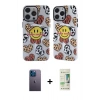 MARSİLYAN™- iPhone 12 Pro Max Kılıf Nova Doku Koleksiyonu - Siyah 20D Premium Cam Ekran Koruyucu + Neon Fosforlu Kamera Lens - MI