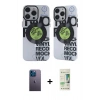 MARSİLYAN™- iPhone 12 Pro Max Kılıf Nova Doku Koleksiyonu - Siyah 20D Premium Cam Ekran Koruyucu + Neon Fosforlu Kamera Lens - MI