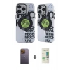 MARSİLYAN™- iPhone 12 Pro Max Kılıf Nova Doku Koleksiyonu - Siyah 20D Premium Cam Ekran Koruyucu + Neon Fosforlu Kamera Lens - SI