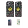 MARSİLYAN™- iPhone 12 Pro Max Kılıf Nova Doku Koleksiyonu - Siyah 20D Premium Cam Ekran Koruyucu + Neon Fosforlu Kamera Lens - MI