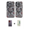 MARSİLYAN™- iPhone 12 Pro Max Kılıf Nova Doku Koleksiyonu - Siyah 20D Premium Cam Ekran Koruyucu + Neon Fosforlu Kamera Lens - TU