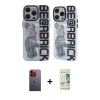 MARSİLYAN™- iPhone 12 Pro Max Kılıf Nova Doku Koleksiyonu - Siyah 20D Premium Cam Ekran Koruyucu + Neon Fosforlu Kamera Lens - TU