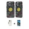 MARSİLYAN™- iPhone 12 Pro Max Kılıf Nova Doku Koleksiyonu - Siyah 34D Izgaralı Cam + Shine Kamera Lens - GD