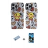 MARSİLYAN™- iPhone 12 Pro Max Kılıf Nova Doku Koleksiyonu - Siyah 34D Izgaralı Cam + Shine Kamera Lens Koruma Cam - MI