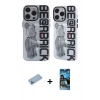 MARSİLYAN™- iPhone 12 Pro Max Kılıf Nova Doku Koleksiyonu - Siyah 34D Izgaralı Cam + Shine Kamera Lens Koruma Cam - MI