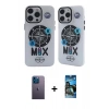 MARSİLYAN™- iPhone 12 Pro Max Kılıf Nova Doku Koleksiyonu - Siyah 34D Izgaralı Cam + Neon Fosforlu Kamera Lens - MI