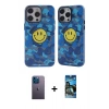 MARSİLYAN™- iPhone 12 Pro Max Kılıf Nova Doku Koleksiyonu - Siyah 34D Izgaralı Cam + Neon Fosforlu Kamera Lens - MI