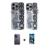 MARSİLYAN™- iPhone 12 Pro Max Kılıf Nova Doku Koleksiyonu - Siyah 34D Izgaralı Cam + Neon Fosforlu Kamera Lens - MI