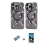 MARSİLYAN™- iPhone 12 Pro Max Kılıf Nova Doku Koleksiyonu - Siyah 34D Izgaralı Cam + Shine Kamera Lens Koruma Cam - PE
