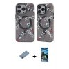 MARSİLYAN™- iPhone 12 Pro Max Kılıf Nova Doku Koleksiyonu - Siyah 34D Izgaralı Cam + Shine Kamera Lens Koruma Cam - GI