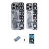 MARSİLYAN™- iPhone 12 Pro Max Kılıf Nova Doku Koleksiyonu - Siyah 34D Izgaralı Cam + Shine Kamera Lens Koruma Cam - GS