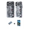 MARSİLYAN™- iPhone 12 Pro Max Kılıf Nova Doku Koleksiyonu - Siyah 34D Izgaralı Cam + Shine Kamera Lens Koruma Cam - PE