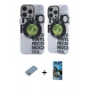 MARSİLYAN™- iPhone 12 Pro Max Kılıf Nova Doku Koleksiyonu - Siyah 34D Izgaralı Cam + Shine Kamera Lens Koruma Cam - GI