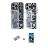 MARSİLYAN™- iPhone 12 Pro Max Kılıf Nova Doku Koleksiyonu - Siyah 34D Izgaralı Cam + Shine Kamera Lens Koruma Cam - SABE