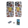 MARSİLYAN™- iPhone 12 Pro Max Kılıf Nova Doku Koleksiyonu - Siyah 34D Izgaralı Cam + Renkli Kamera Lens Koruma Cam - YL