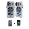 MARSİLYAN™- iPhone 12 Pro Max Kılıf Nova Doku Koleksiyonu - Siyah 360 Mat Full Body Arka Koruyucu + Beyaz Neon Fosforlu Kamera Lens