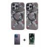 MARSİLYAN™- iPhone 12 Pro Max Kılıf Nova Doku Koleksiyonu - Siyah 360 Mat Full Body Arka Koruyucu + Neon Fosforlu Kamera Lens - MI