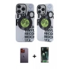 MARSİLYAN™- iPhone 12 Pro Max Kılıf Nova Doku Koleksiyonu - Siyah 360 Mat Full Body Arka Koruyucu + Neon Fosforlu Kamera Lens - TU