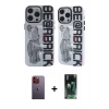 MARSİLYAN™- iPhone 12 Pro Max Kılıf Nova Doku Koleksiyonu - Siyah 360 Mat Full Body Arka Koruyucu + Neon Fosforlu Kamera Lens - TU