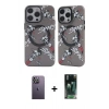 MARSİLYAN™- iPhone 12 Pro Max Kılıf Nova Doku Koleksiyonu - Siyah 360 Mat Full Body Arka Koruyucu + Neon Fosforlu Kamera Lens - BZ