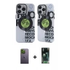 MARSİLYAN™- iPhone 12 Pro Max Kılıf Nova Doku Koleksiyonu - Siyah 360 Mat Full Body Arka Koruyucu + Neon Fosforlu Kamera Lens - YL