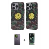 MARSİLYAN™- iPhone 12 Pro Max Kılıf Nova Doku Koleksiyonu - Siyah 360 Mat Full Body Arka Koruyucu + Neon Fosforlu Kamera Lens - YL