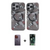 MARSİLYAN™- iPhone 12 Pro Max Kılıf Nova Doku Koleksiyonu - Siyah 360 Mat Full Body Arka Koruyucu + Neon Fosforlu Kamera Lens - TU