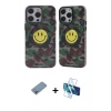 MARSİLYAN™- iPhone 12 Pro Max Kılıf Nova Doku Koleksiyonu - Siyah 3D Antistatik Cam Ekran Koruyucu + Shine Kamera Lens Koruma Cam - GI