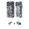 MARSİLYAN™- iPhone 12 Pro Max Kılıf Nova Doku Koleksiyonu - Siyah 3D Antistatik Cam Ekran Koruyucu + Shine Kamera Lens Koruma Cam - GI