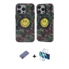 MARSİLYAN™- iPhone 12 Pro Max Kılıf Nova Doku Koleksiyonu - Siyah 3D Antistatik Cam Ekran Koruyucu + Metal Kamera Lens Koruma Cam - GD