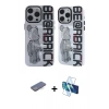 MARSİLYAN™- iPhone 12 Pro Max Kılıf Nova Doku Koleksiyonu - Siyah 3D Antistatik Cam Ekran Koruyucu + Renkli Kamera Lens Koruma Cam - MI