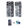 MARSİLYAN™- iPhone 12 Pro Max Kılıf Nova Doku Koleksiyonu - Siyah 3D Antistatik Cam Ekran Koruyucu + Neon Fosforlu Kamera Lens - MI