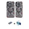 MARSİLYAN™- iPhone 12 Pro Max Kılıf Nova Doku Koleksiyonu - Siyah 3D Antistatik Cam Ekran Koruyucu + Renkli Kamera Lens Koruma Cam - PE