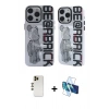 MARSİLYAN™- iPhone 12 Pro Max Kılıf Nova Doku Koleksiyonu - Siyah 3D Antistatik Cam Ekran Koruyucu + Shine Kamera Lens - GD