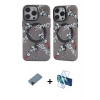 MARSİLYAN™- iPhone 12 Pro Max Kılıf Nova Doku Koleksiyonu - Siyah 3D Antistatik Cam Ekran Koruyucu + Shine Kamera Lens Koruma Cam - SH