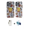 MARSİLYAN™- iPhone 12 Pro Max Kılıf Nova Doku Koleksiyonu - Siyah 3D Antistatik Cam Ekran Koruyucu + Shine Kamera Lens - GD