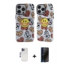 MARSİLYAN™- iPhone 12 Pro Max Kılıf Nova Doku Koleksiyonu - Siyah 3D Antistatik Hayalet Cam Ekran Koruyucu + Shine Kamera Lens - LT