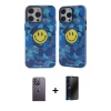 MARSİLYAN™- iPhone 12 Pro Max Kılıf Nova Doku Koleksiyonu - Siyah 3D Antistatik Hayalet Cam Ekran Koruyucu + Neon Fosforlu Kamera Lens - BZ
