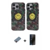 MARSİLYAN™- iPhone 12 Pro Max Kılıf Nova Doku Koleksiyonu - Siyah 3D Antistatik Hayalet Cam Ekran Koruyucu + Metal Kamera Lens Koruma Cam - KI