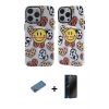 MARSİLYAN™- iPhone 12 Pro Max Kılıf Nova Doku Koleksiyonu - Siyah 3D Antistatik Hayalet Cam Ekran Koruyucu + Shine Kamera Lens Koruma Cam - GD