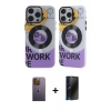 MARSİLYAN™- iPhone 12 Pro Max Kılıf Nova Doku Koleksiyonu - Siyah 3D Antistatik Hayalet Cam Ekran Koruyucu + Neon Fosforlu Kamera Lens - SI