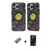 MARSİLYAN™- iPhone 12 Pro Max Kılıf Nova Doku Koleksiyonu - Siyah 3D Antistatik Hayalet Cam Ekran Koruyucu + Shine Kamera Lens Koruma Cam - SH