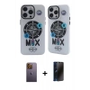 MARSİLYAN™- iPhone 12 Pro Max Kılıf Nova Doku Koleksiyonu - Siyah 3D Antistatik Hayalet Cam Ekran Koruyucu + Neon Fosforlu Kamera Lens - SI
