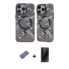 MARSİLYAN™- iPhone 12 Pro Max Kılıf Nova Doku Koleksiyonu - Siyah 3D Antistatik Hayalet Cam Ekran Koruyucu + Metal Kamera Lens Koruma Cam - GD