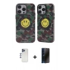 MARSİLYAN™- iPhone 12 Pro Max Kılıf Nova Doku Koleksiyonu - Siyah 3D Antistatik Hayalet Cam Ekran Koruyucu + Shine Kamera Lens - LT