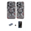 MARSİLYAN™- iPhone 12 Pro Max Kılıf Nova Doku Koleksiyonu - Siyah 3D Antistatik Hayalet Cam Ekran Koruyucu + Renkli Kamera Lens Koruma Cam - YL