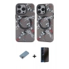MARSİLYAN™- iPhone 12 Pro Max Kılıf Nova Doku Koleksiyonu - Siyah 3D Antistatik Hayalet Cam Ekran Koruyucu + Shine Kamera Lens Koruma Cam - GI